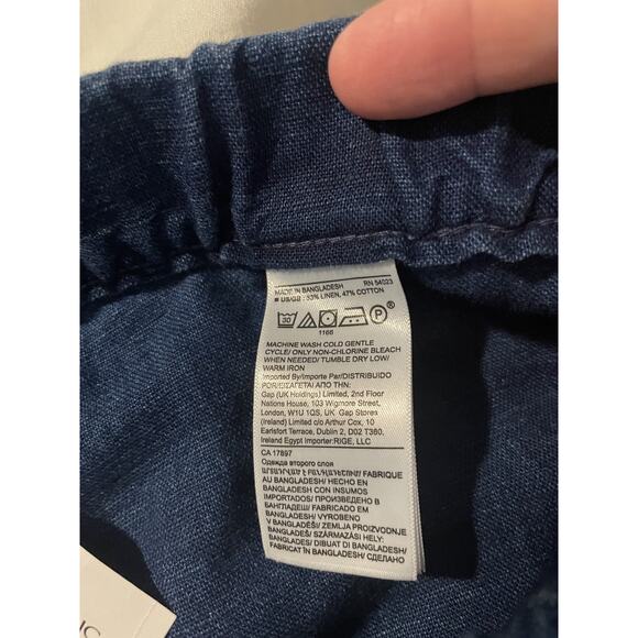 Banana Republic Wide Leg Linen Pants Womens Medium Petite Blue Casual Relaxed - Picture 5 of 7